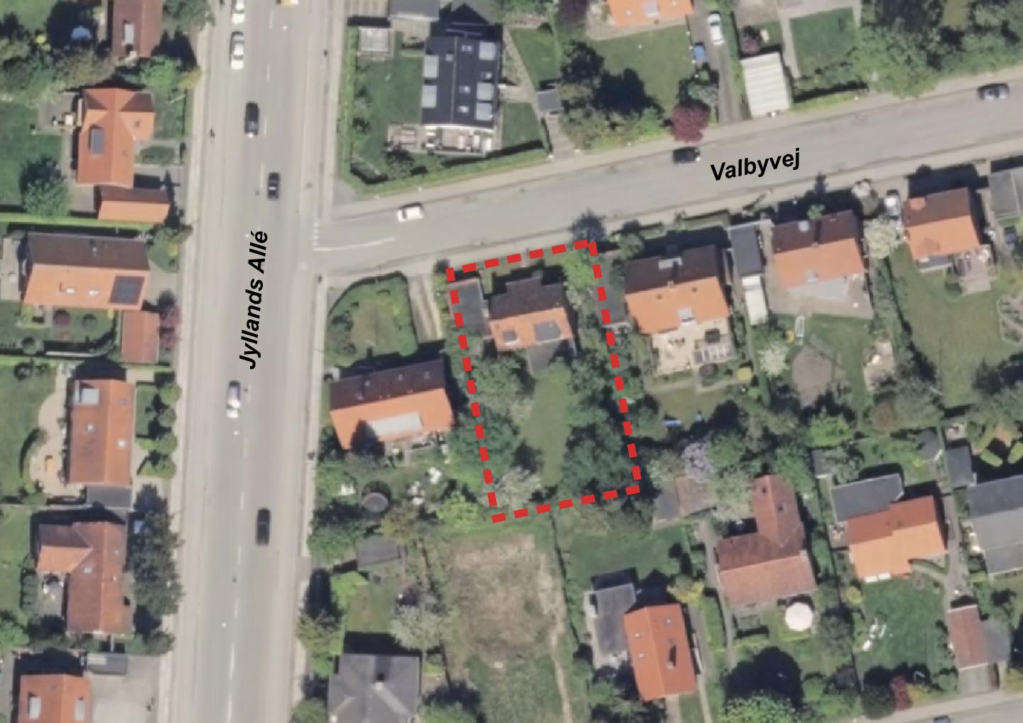 Luftfoto af afgrænsningen til Lokalplan nr. 1261