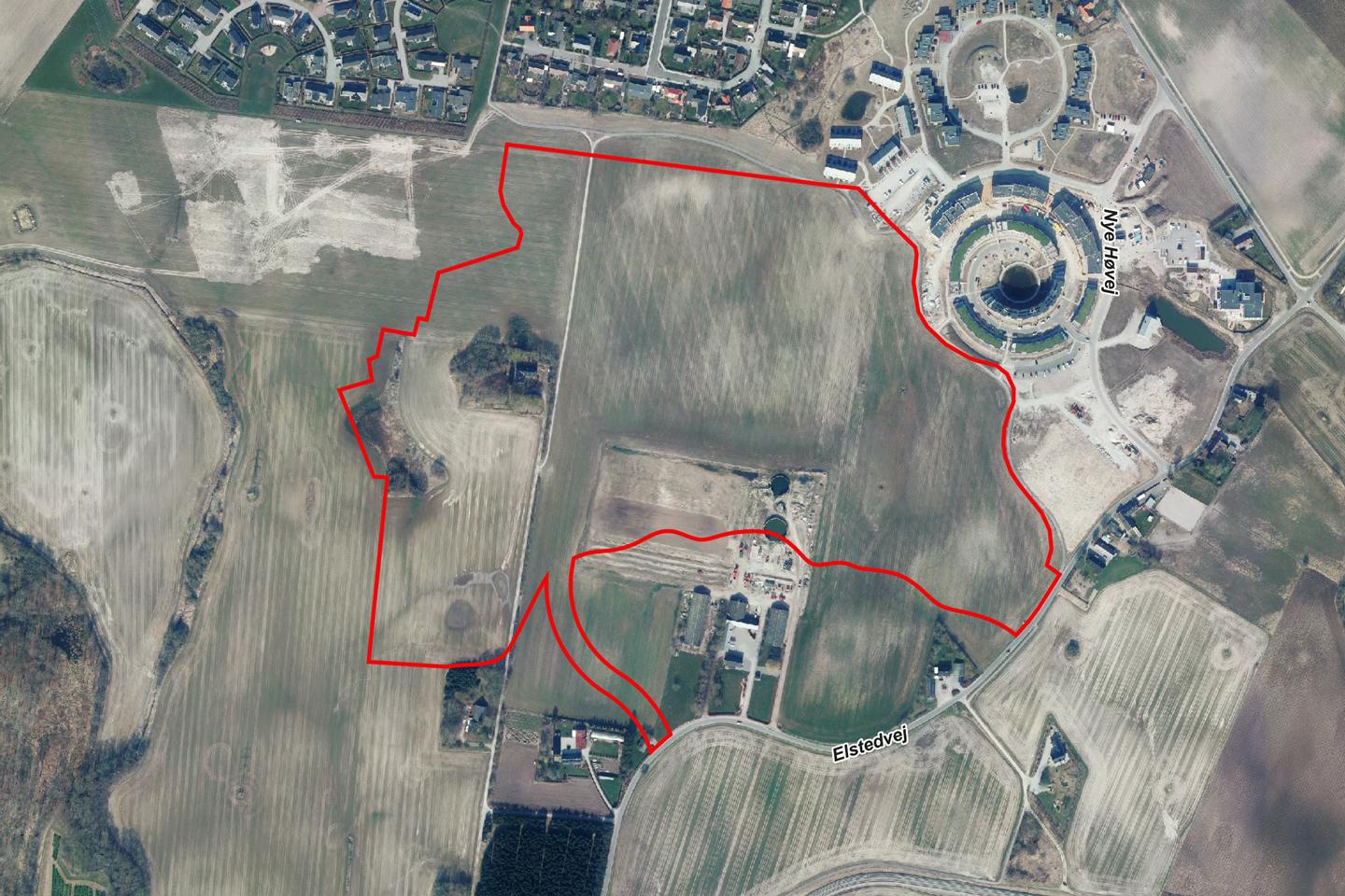 Luftfoto der viser lokalplanafgrænsningen til lokalplan 1178