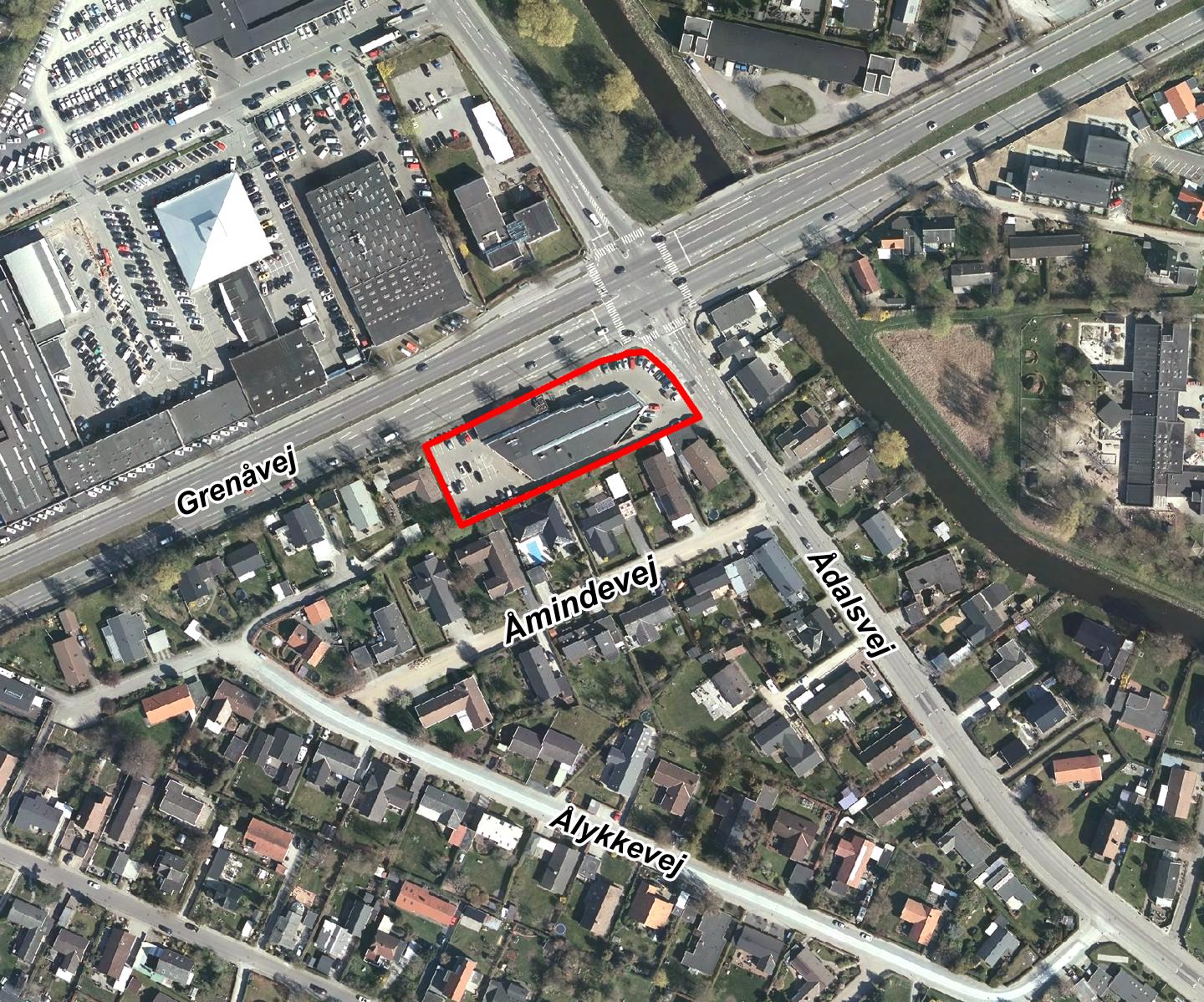 Luftfoto af afgrænsning for lokalplanforslag nr. 1189