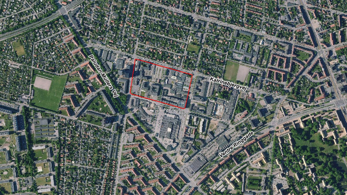 Luftfoto af afgrænsning for Lokalplanforslag nr. 1117