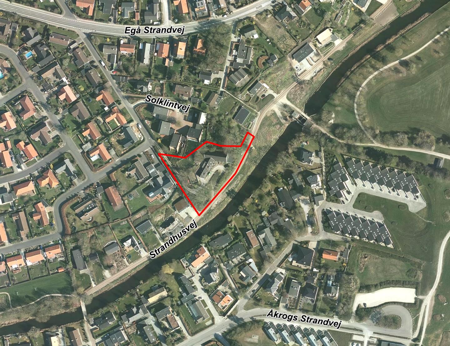 Kort der viser lokalplanafgrænsningen til lokalplan nr. 1134