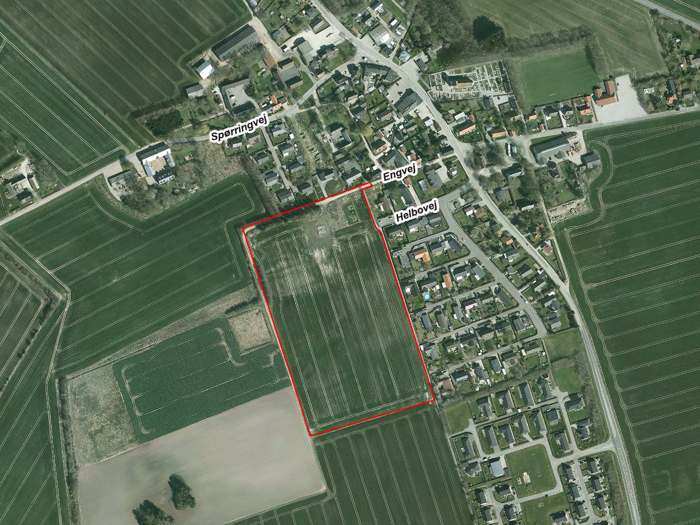 Luftfoto af lokalplanafgrænsning for Lokalplanforslag nr. 1159