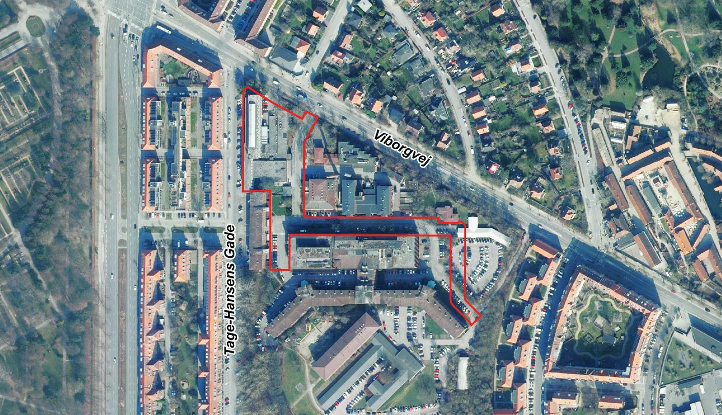 Luftfoto af afgrænsning for Lokalplan nr. 1209