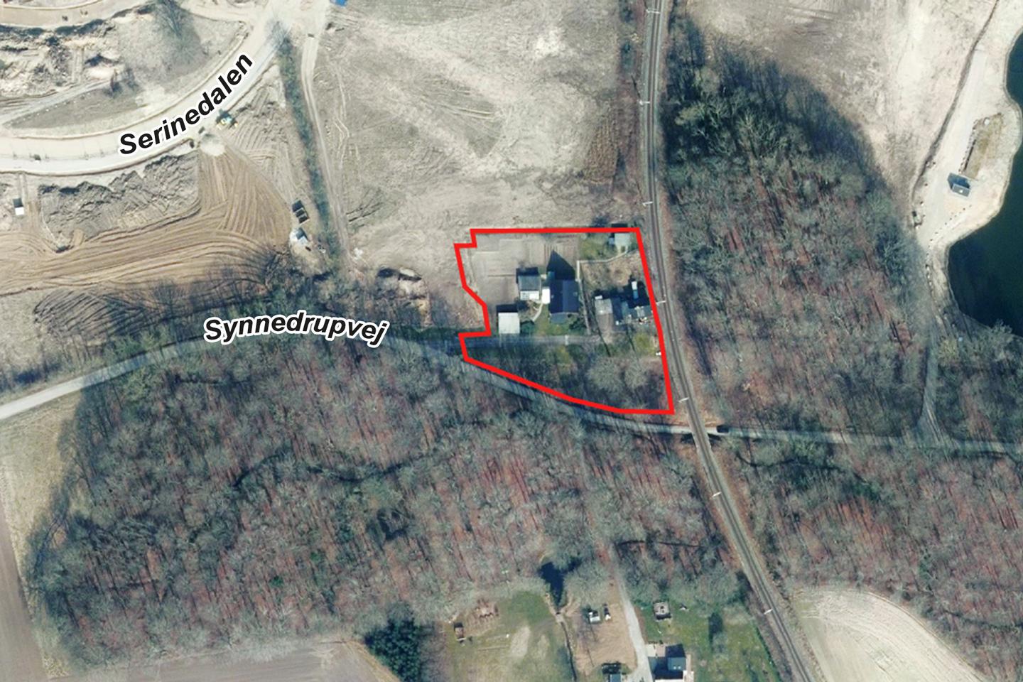 Luftfoto af afgrænsning for lokalplanforslag nr. 1213