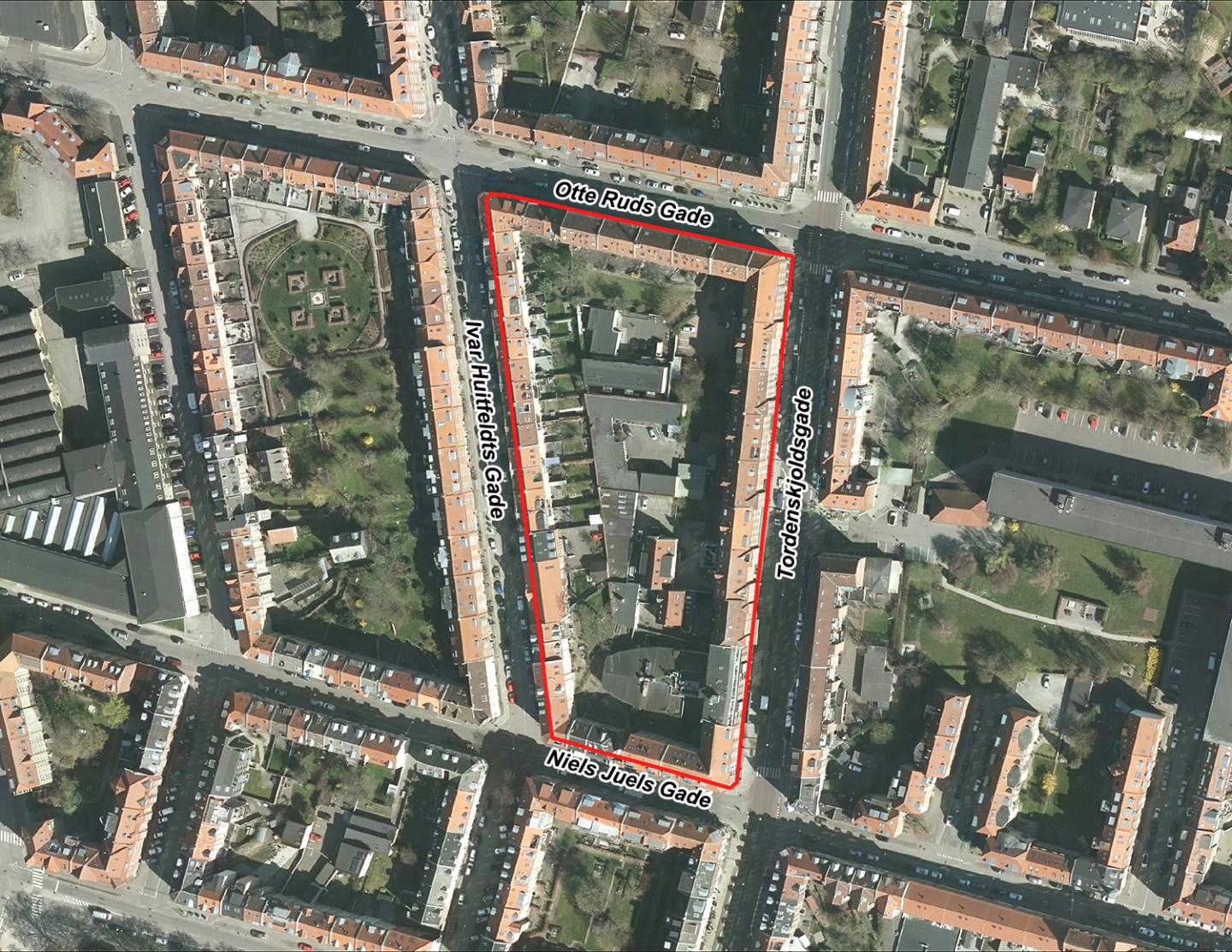 Kort der viser gårdrummet ved Tordenskjoldsgade 31A m.fl.