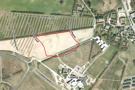 Luftfoto af afgrænsning for lokalplanforslag 1151