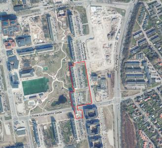 Luftfoto af afgrænsning for lokalplanforslag nr. 1192