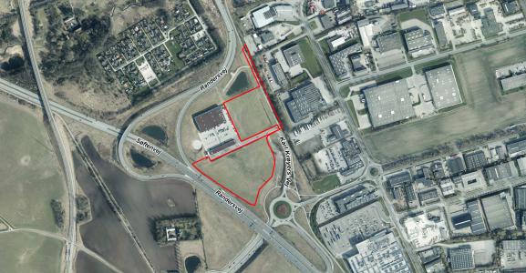 Luftfoto af afgrænsning for lokalplanforslag nr. 1225