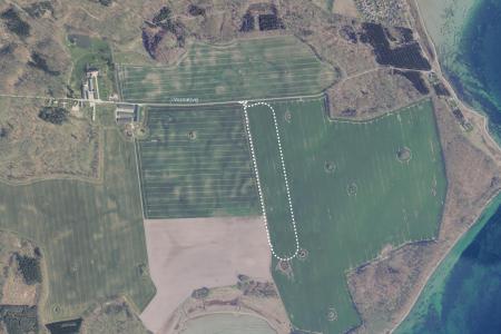 Luftfoto der viser afgrænsningen til lokalplanforslag nr. 1237