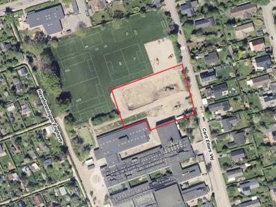 Luftfoto der viser afgrænsningen til Lokalplan 1246