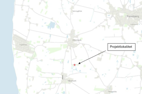 Luftfoto af afgrænsning for projektlokaliteten