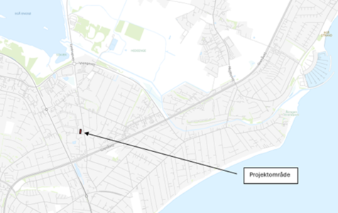 Kort der viser afgrænsningen til vvm-screeningen af grundvandssænkning på Arresøvej 4 i Risskov