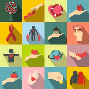 Forskellige ikoner der viser frivillighed