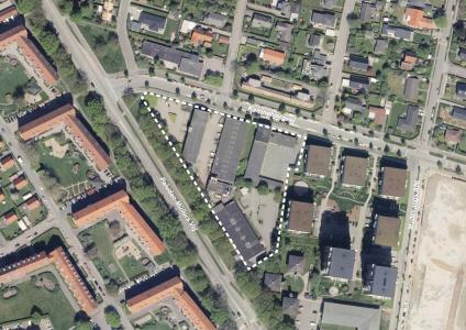 Luftfoto der viser afgrænsningen til X288