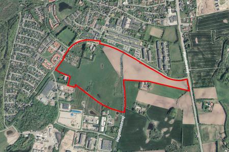 Luftfoto af afgrænsning for lokalplanforslag nr. 1204