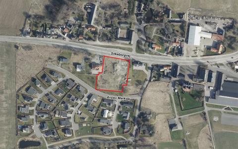 Luftfoto, der viser afgrænsningen for området