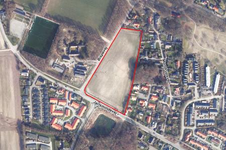 Luftfoto der viser lokalplanafgrænsningen til lokalplan 1193