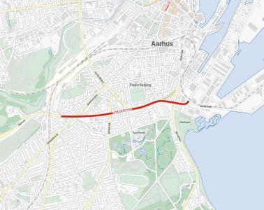 Kort der viser tunnel under marselis boulevard