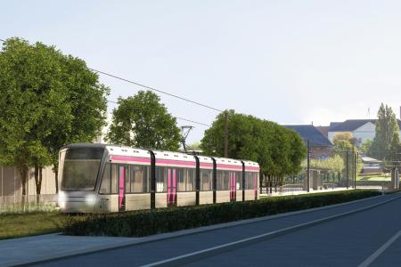Billedet viser et letbanetog
