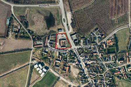 Luftfoto af afgrænsning for Lisbjergbakken 2 i Lisbjerg