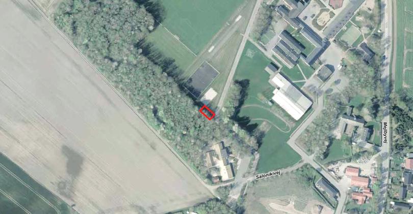 Luftfoto der viser afgrænsningen til Lokalplan 026_T1