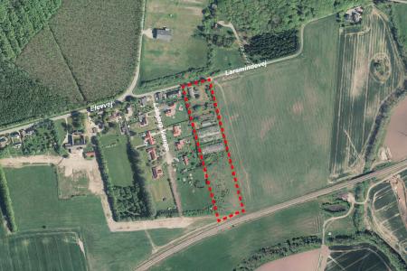 Luftfoto af afgrænsning for lokalplanforslag nr. 1218