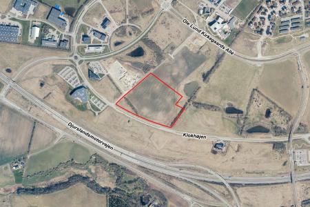 Luftfoto, der viser, hvor lokalplan X197 ligger