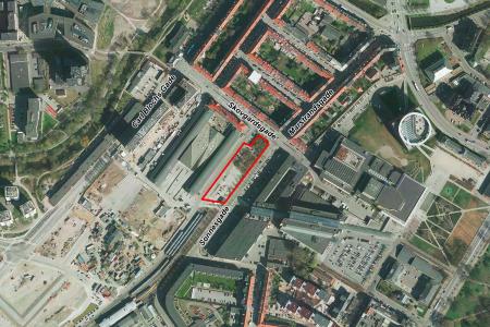 Luftfoto der viser lokalplanafgrænsningen til Lokalplan 1106