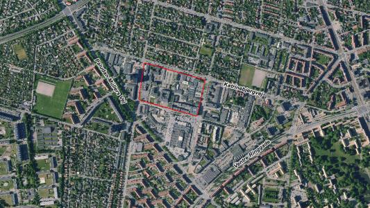 Luftfoto af afgrænsning for Lokalplanforslag nr. 1117