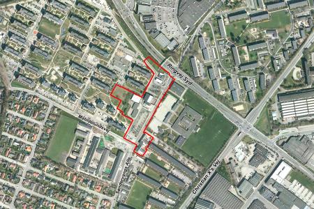 Luftfoto af lokalplanafgrænsning for Lokalplan nr. 1152