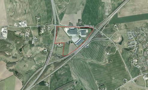 Luftfoto af afgrænsning for lokalplanforslag 1155