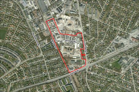 ortofoto oversigt over lokalplanområdet  