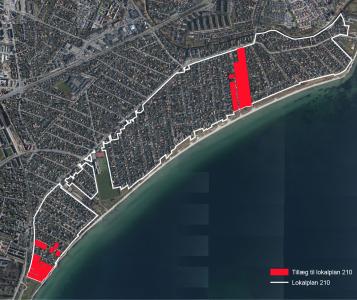 Luftfoto der viser lokalplanafgrænsningen til lokalplan 1200