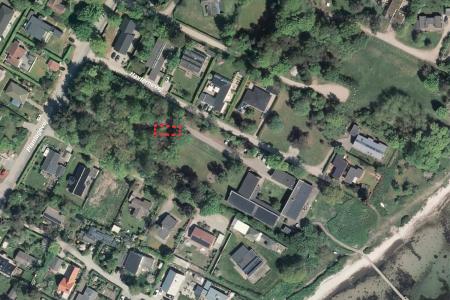 Luftfoto der viser afgrænsningen til lokalplantillæg 1108_T1