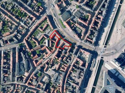 Kort der viser lokalplanafgrænsningen til Lokalplan 1122 ved Nørreport