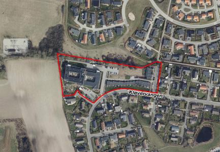 Luftfoto af afgrænsning for lokalplanforslag nr. 1185