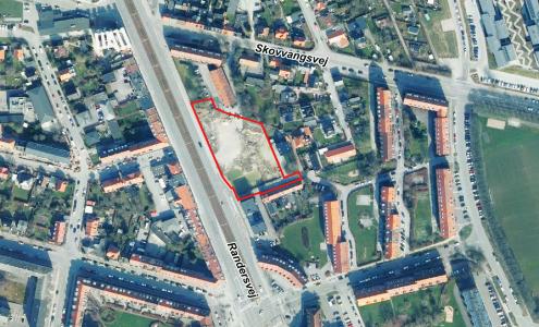 Luftfoto af afgrænsning for lokalplanforslag nr. 1207