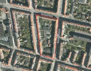 Kort der viser gårdrummet ved Tordenskjoldsgade 31A m.fl.