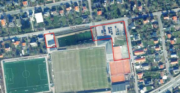 Luftfoto der viser lokalplanafgrænsningen til lokalplan 1191