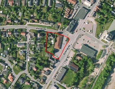 Luftfoto af lokalplanafgrænsning for Lokalplanforslag nr. 1126