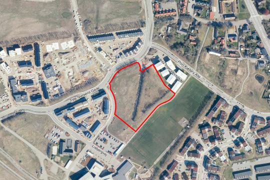 Luftfoto af afgrænsning for lokalplanforslag nr. 1196