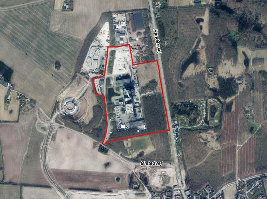 Luftfoto der viser afgrænsningen til debatoplægget om Carbon Capture