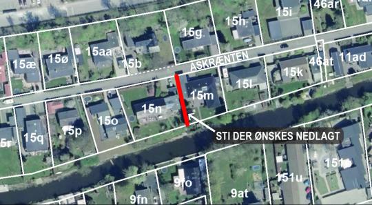 Kort der viser stien, der ønskes nedlagt