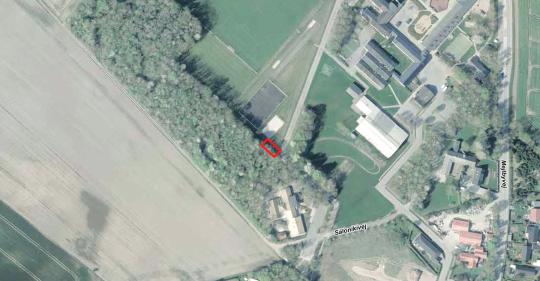 Luftfoto der viser afgrænsningen til Lokalplan 026_T1