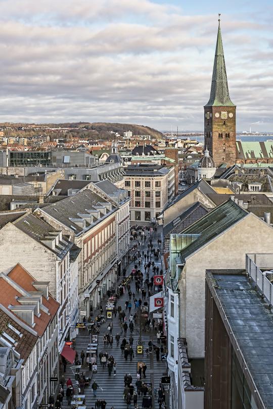 Strøget i Aarhus set fra oven