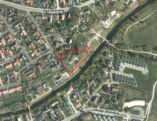 Kort der viser lokalplanafgrænsningen til lokalplan nr. 1134